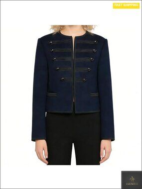 Women's Wool Blend Steampunk Military Jacket Napoleonic Style Button Front